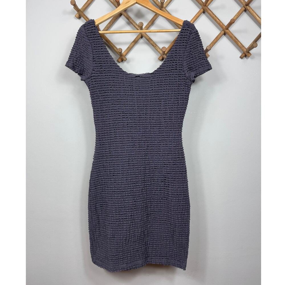 Anthropologie Pins and Needles Purple Ribbed Mini Dress Size L